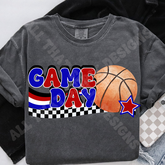 Red and Blue Game Day Basketball