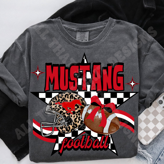 Leopard Checkered Star Red Mustang Mascot